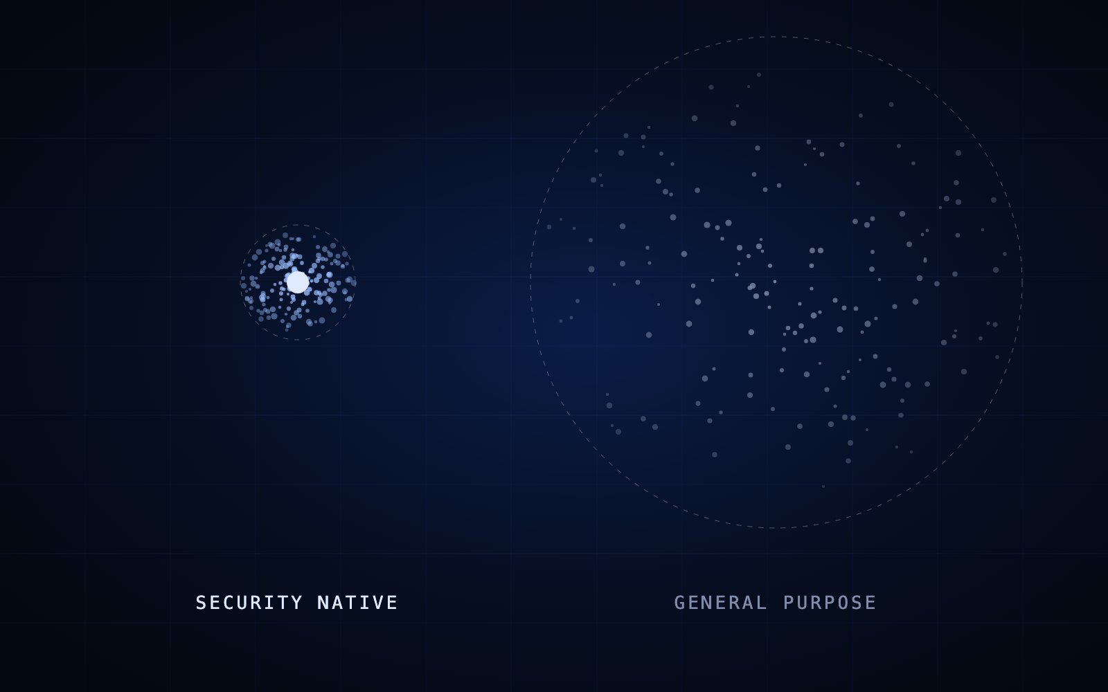 Spharaka diagram: a general-purpose model spread thin against a domain-trained one.