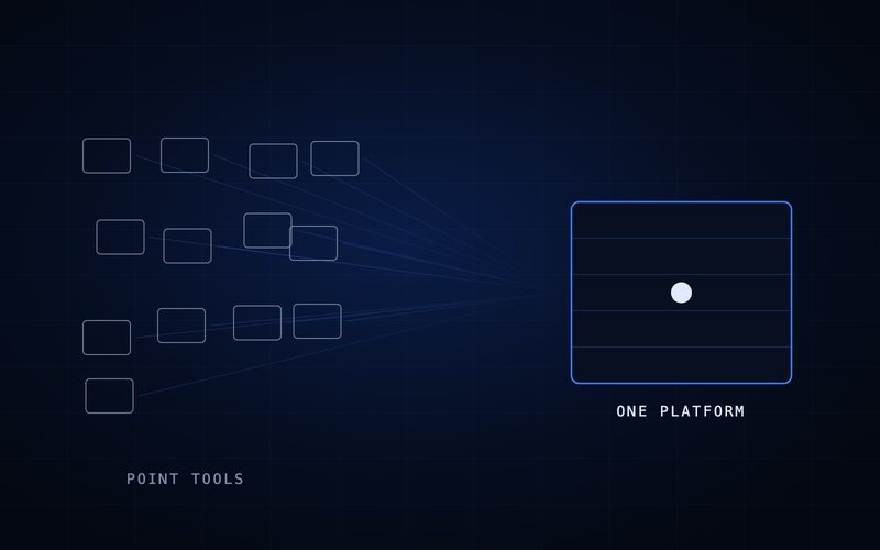 Spharaka diagram: scattered point tools collapsing into one platform surface.